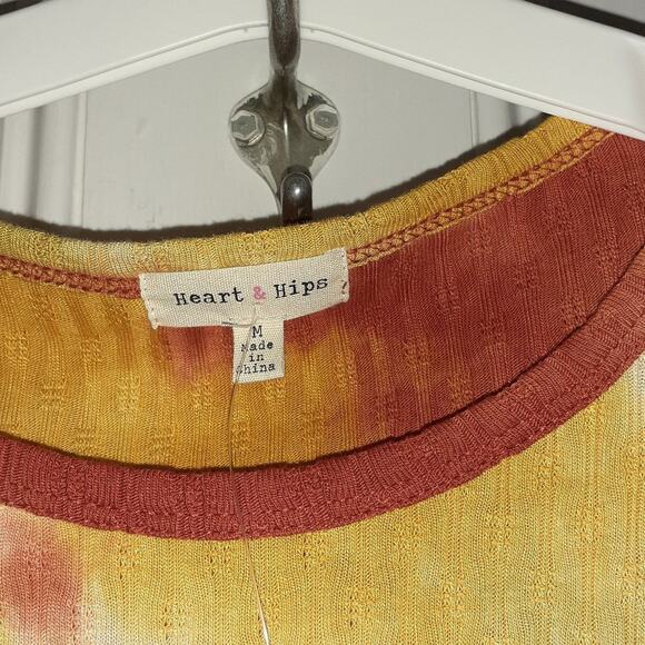 Orange /Rust Tie Dye Ribbed Bodycon Long Sleeve Dress - Picture 4 of 6